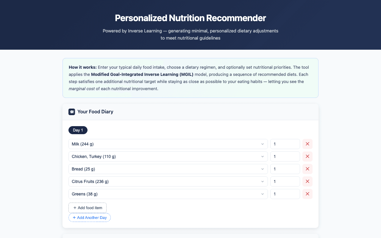 Nutrition Recommender